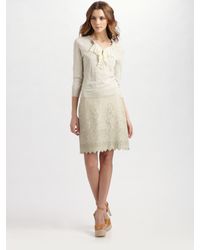 Tory Burch | Green Alexander Leather Laser-cut Skirt | Lyst
