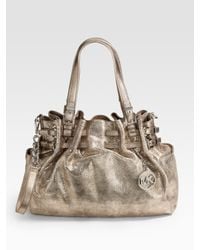 MICHAEL Michael Kors | Metallic Edie Large Leather Shoulder Bag | Lyst