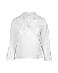 Angel Sanchez | White Silk Triplex Wrap Blouse | Lyst