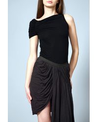 Rick Owens Lilies | Black Asymmetric Ruched Jersey Top | Lyst