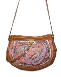 Etro | Brown Printed Leather Shoulder Bag | Lyst