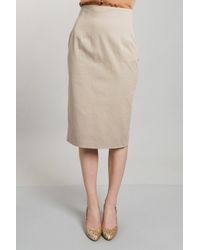 Organic By John Patrick | Natural Drill Pencil Skirt in Khaki | Lyst
