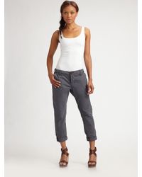 J Brand | Green Inez Cropped Chino Pants | Lyst