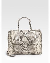 Rebecca Minkoff | Black Covet Snake-embossed Leather Top Handle Bag/white | Lyst