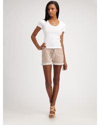 Splendid | Natural Melange-knit Drawstring Shorts | Lyst