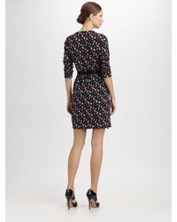 DKNY | Black Floral-print Stretch-silk Dress | Lyst