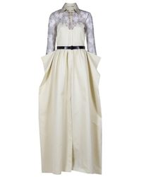 Alessandra Rich | Natural Maxi Shirt Dress with Lace Detail | Lyst