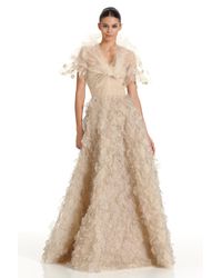 Oscar de la Renta | Natural Embroidered Gown | Lyst