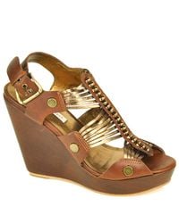 Cynthia Vincent | Brown Roma - Tobacco Leather Gladiator Wedge Sandal | Lyst