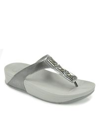 Fitflop | Metallic Pietra Stone Rubber Thong Sandals | Lyst