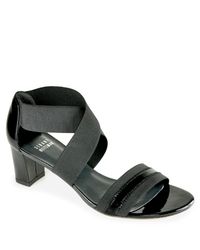 Stuart Weitzman | Midexter - Black Elastic Sandal | Lyst