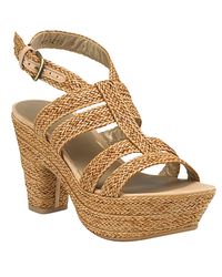 Stuart Weitzman | Brown Weavit - Camel Raffia Platform Sandal | Lyst