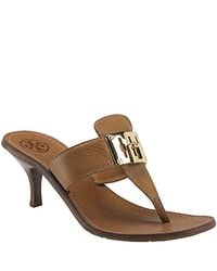 Tory Burch | Brown Sybill - Tan Kitten Heel Sandal | Lyst