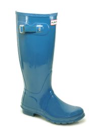 HUNTER | Blue Original Gloss - Teal Rubber Rain Boot | Lyst