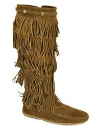 Minnetonka | Brown Suede Fringe Boot | Lyst