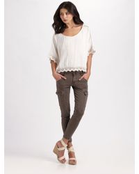 Love Sam | Natural Lace-trim Top | Lyst