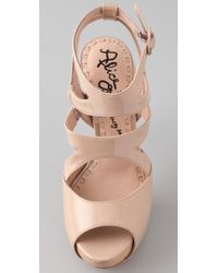 Alice + Olivia | Natural Lila Strappy Patent Leather Sandals | Lyst