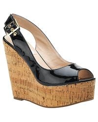 Steve Madden | Wissper - Black Patent Cork Wedge | Lyst