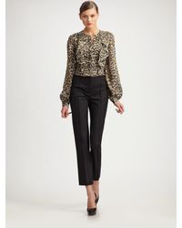 Carolina Herrera | Black Stretch Tropical Wool Pant | Lyst