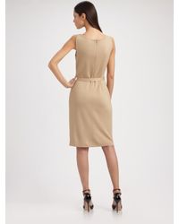 St. John | Natural Milano Knit Cowlneck Dress | Lyst