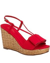kate spade new york | Callista - Red Grosgrain Wedge Sandal | Lyst