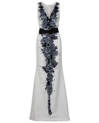 Carolina Herrera | Gray V Neck Gown | Lyst