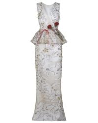 Carolina Herrera | Gray Peplum Gown | Lyst
