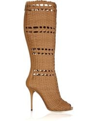 Gucci Woven Leather Boots in Camel (Brown) - Lyst