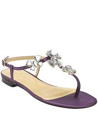 kate spade new york | Purple Frankie - Plum Satin Flat Embellished Sandal | Lyst