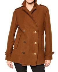 Lanvin | Brown Raw Edge Peacoat | Lyst