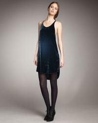 Theory | Blue Crushed Velvet Slipdress | Lyst