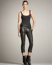 Ann Demeulemeester | Black Cropped Leather Trousers | Lyst
