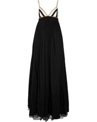 By Malene Birger Plica Pleated Cotton Maxi Dress in Black - Lyst