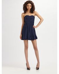 Tibi | Blue Silk Chiffon Strapless Dress | Lyst