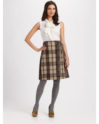 Tory Burch | Brown Lula Plaid A-line Skirt | Lyst