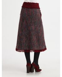 Tory Burch | Brown Eckly Tweed Skirt | Lyst
