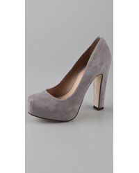 Pour La Victoire | Gray Irina Suede Platform Pumps | Lyst