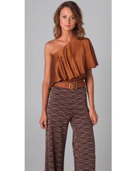 Halston | Metallic One Shoulder Tiered Top | Lyst