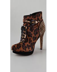 Sam Edelman | Brown Uma Lace Up Animal Print High Heel Ankle Boot | Lyst