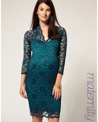 asos maternity katie lace dress teal lyst sold