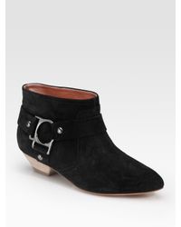 Belle By Sigerson Morrison | Black Suede Harness Ankle Boots | Lyst