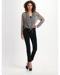 Equipment | Black Daddy Tie Front Blouse | Lyst