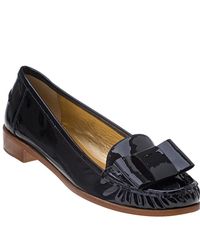 kate spade new york | Connie - Black Patent Bow Loafer | Lyst