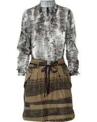 Edun | Black Printed Silk-georgette Dress | Lyst