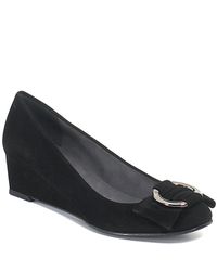 Stuart Weitzman | Caring - Black Suede Demi Wedge Pump | Lyst