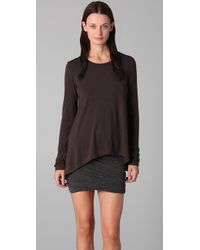 T By Alexander Wang | Brown Asymmetrical Hem Long Sleeve Tee | Lyst