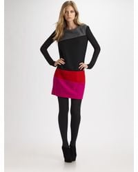 DKNY | Black Colorblock Wool Dress | Lyst