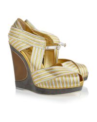 Saint Laurent | Maggy Metallic Leather Wedges | Lyst
