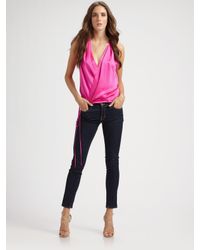 Robert Rodriguez | Pink Silk V-neck Wrap Top | Lyst