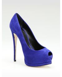 Giuseppe Zanotti | Blue Suede Platform Pumps | Lyst